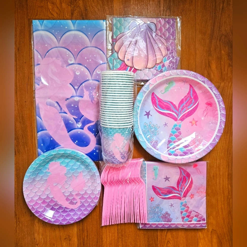 Mermaid Party Set - Pink and Blue Adding 25 Matching Favor Bags Too